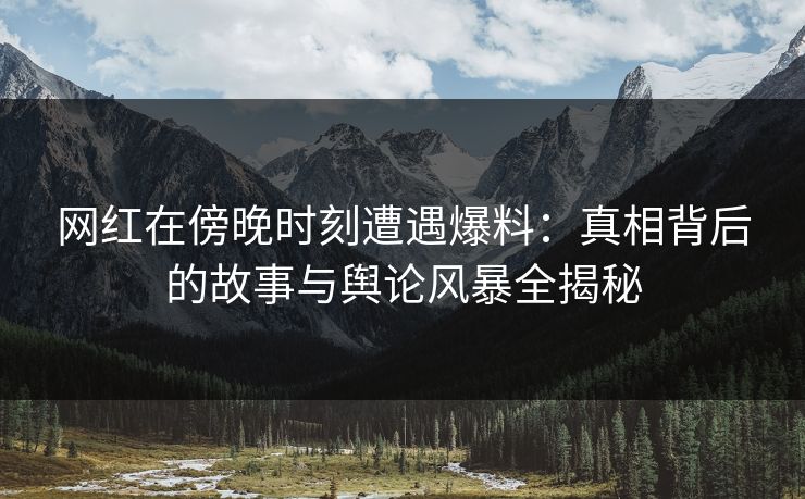 网红在傍晚时刻遭遇爆料：真相背后的故事与舆论风暴全揭秘
