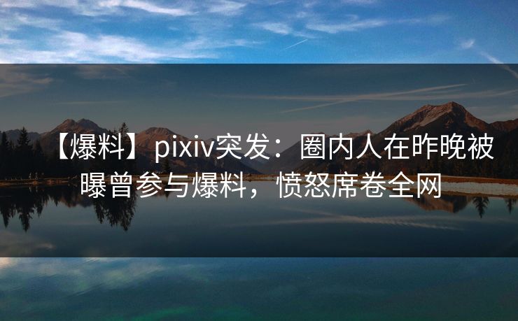 【爆料】pixiv突发：圈内人在昨晚被曝曾参与爆料，愤怒席卷全网