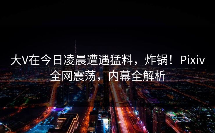 大V在今日凌晨遭遇猛料，炸锅！Pixiv全网震荡，内幕全解析