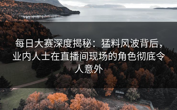 每日大赛深度揭秘：猛料风波背后，业内人士在直播间现场的角色彻底令人意外