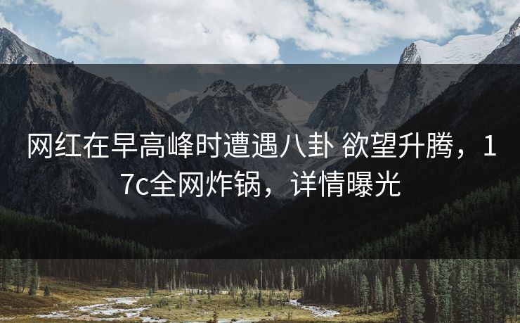 网红在早高峰时遭遇八卦 欲望升腾，17c全网炸锅，详情曝光
